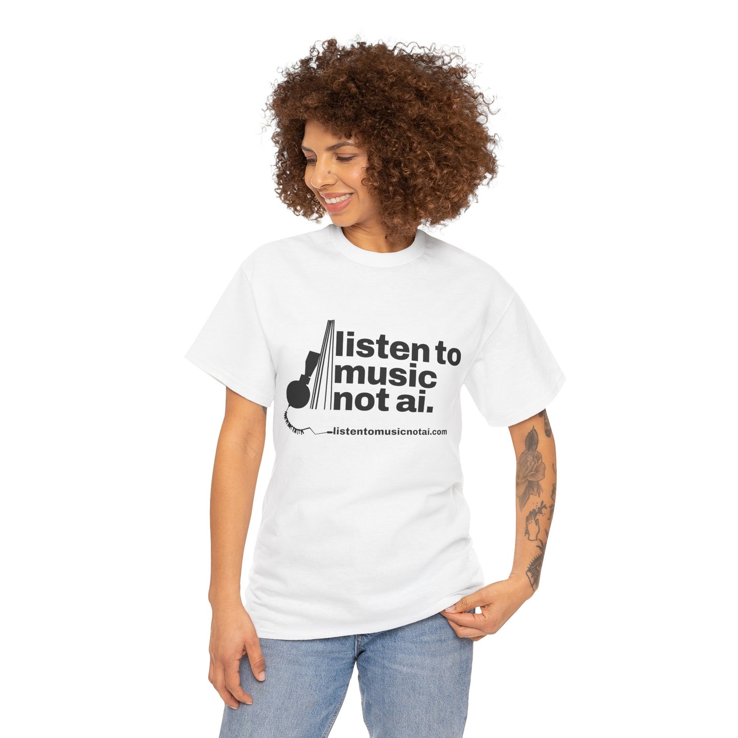 Women's Heavy Cotton Tee, Black Logo