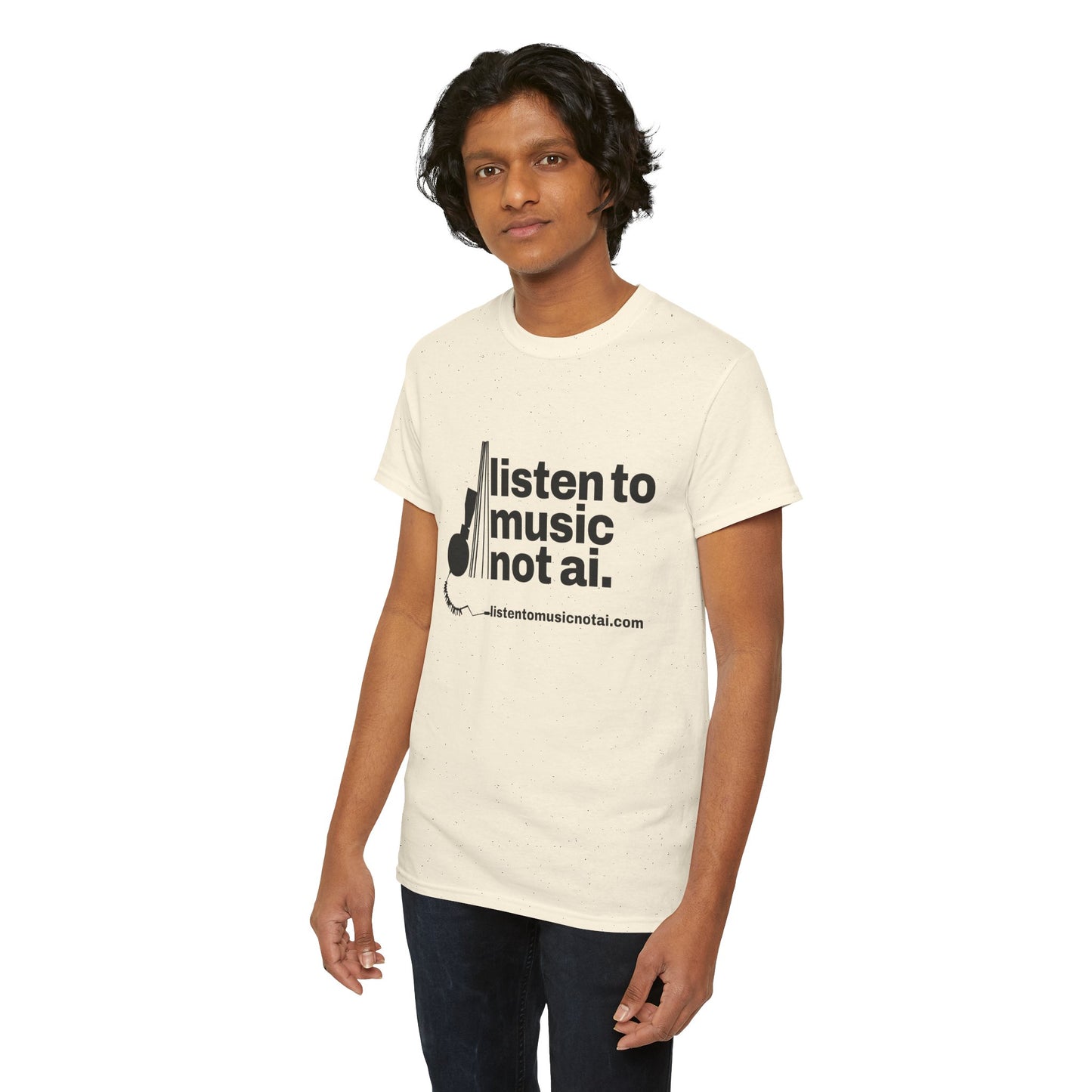 Men's Heavy Cotton Tee, Black Logo