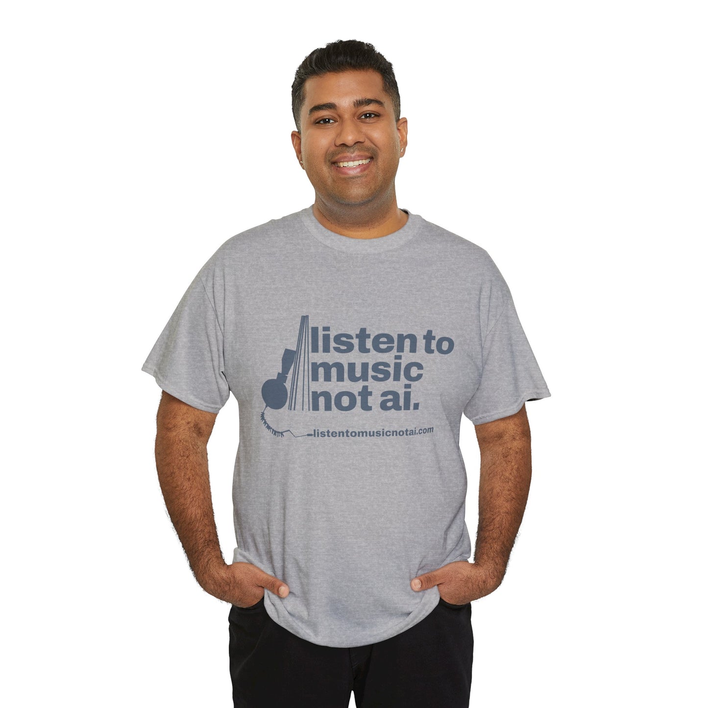 Men's Heavy Cotton Tee Blue Logo