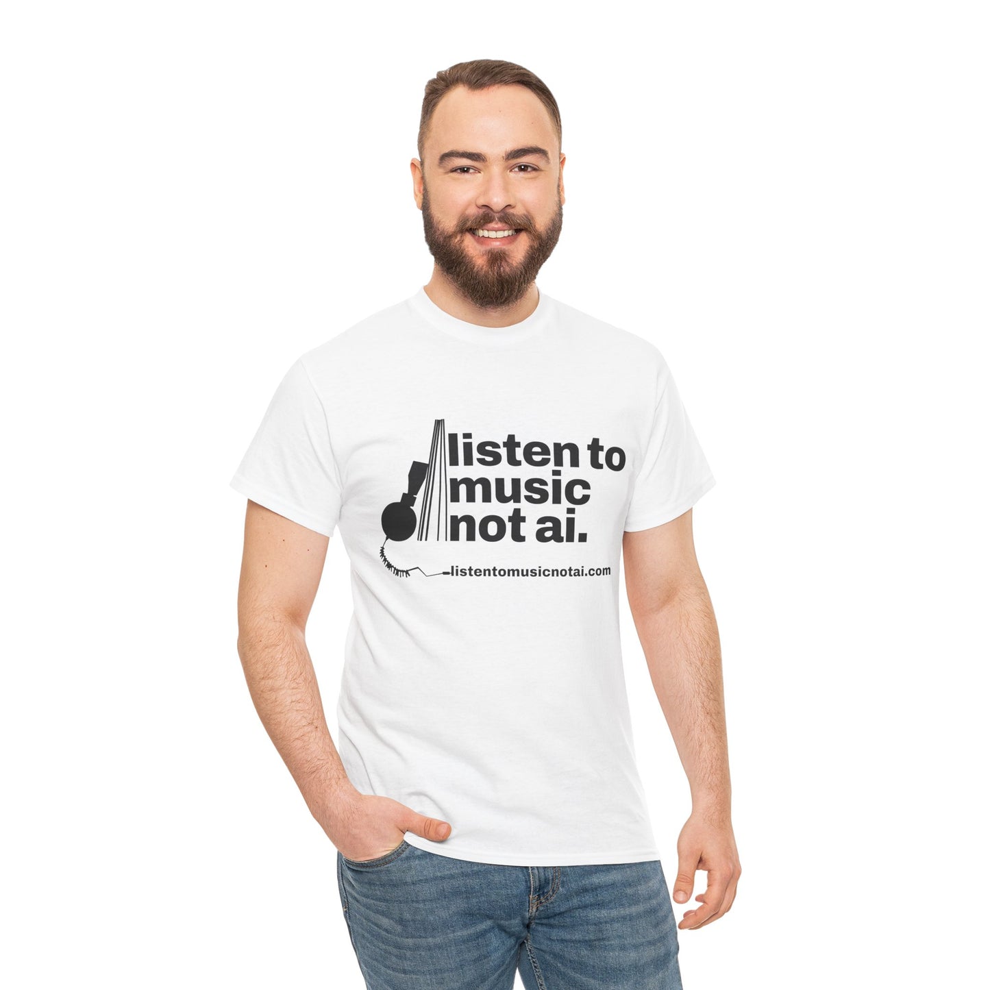 Men's Heavy Cotton Tee, Black Logo