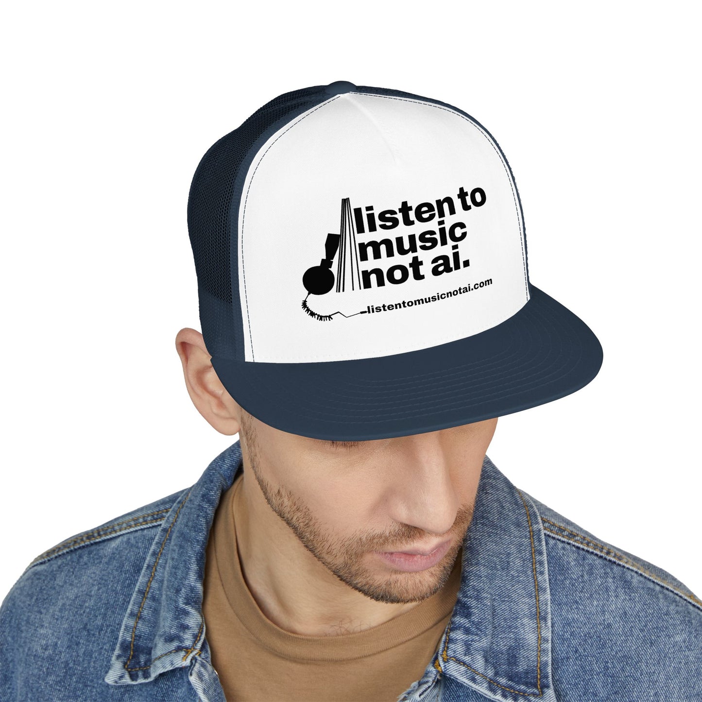 Listen to Music Not AI - 5 Panel Trucker Cap