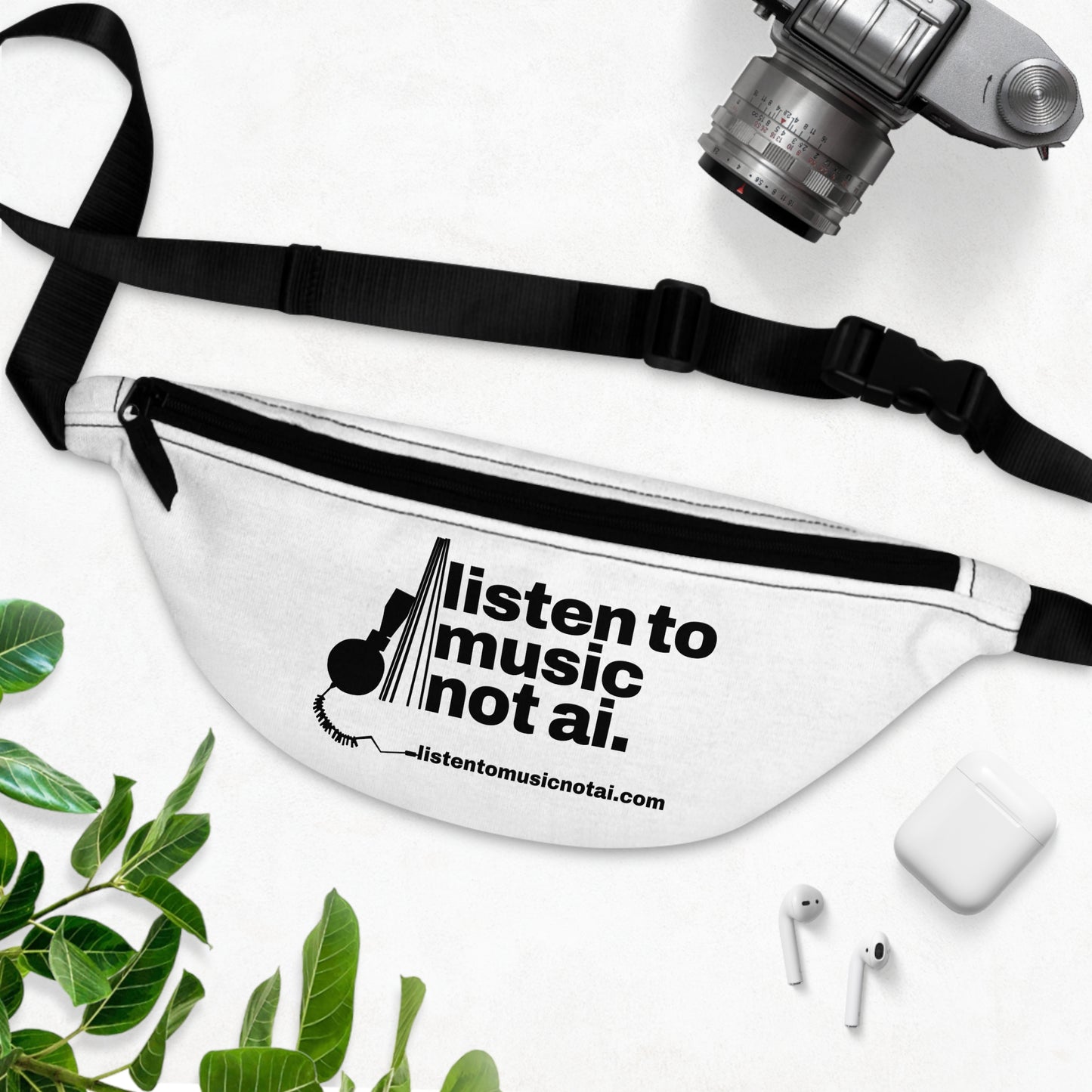 Fanny Pack — "Listen to Music Not AI" Graphic Waist Bag