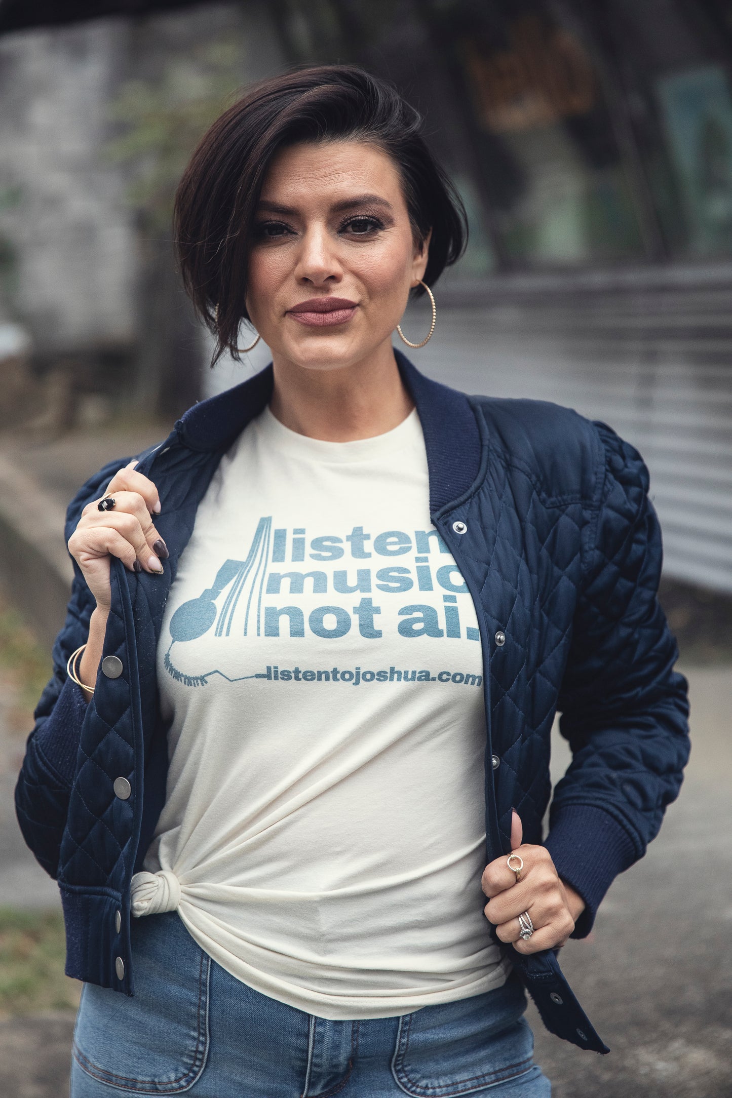Women's Heavy Cotton Tee Blue Logo