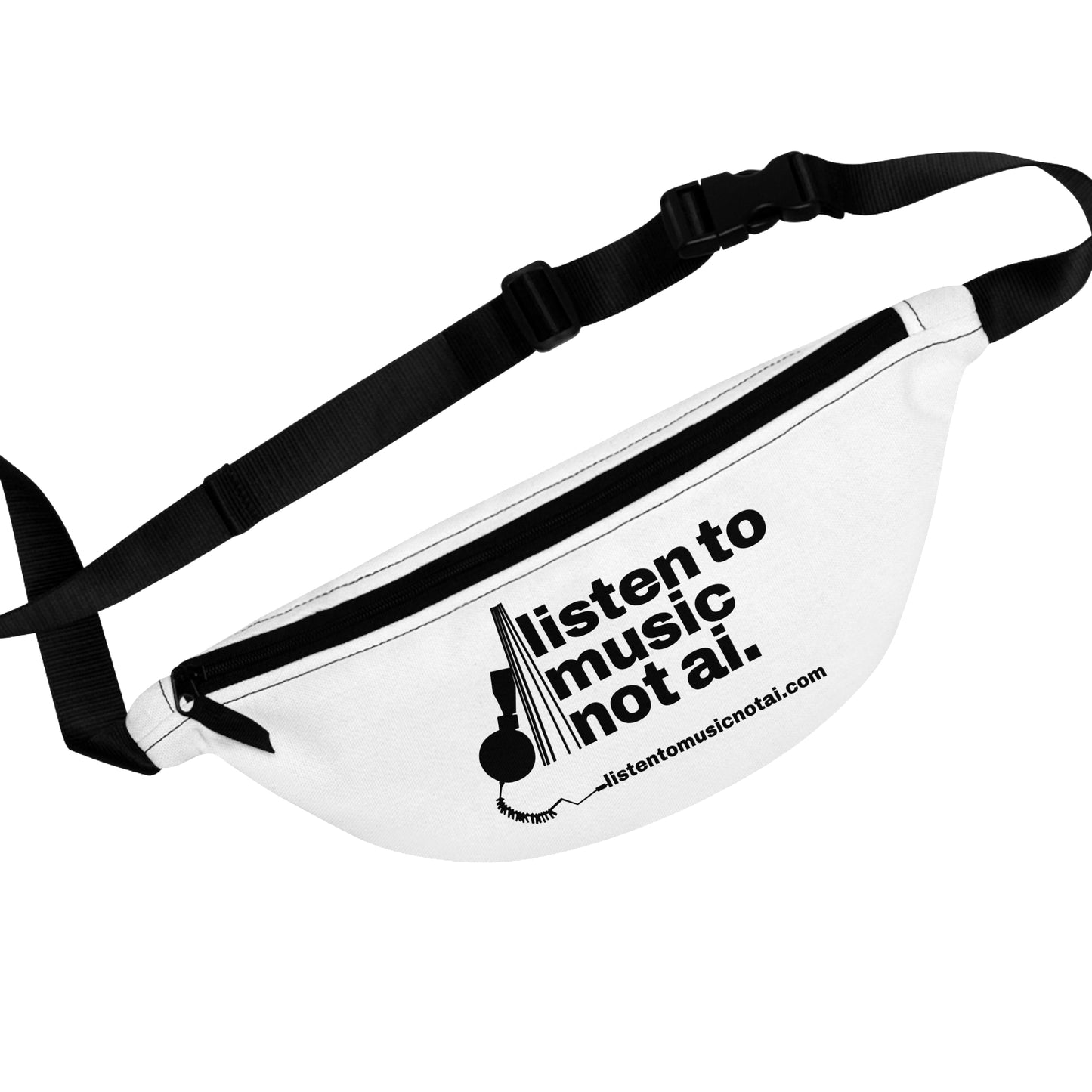 Fanny Pack — "Listen to Music Not AI" Graphic Waist Bag