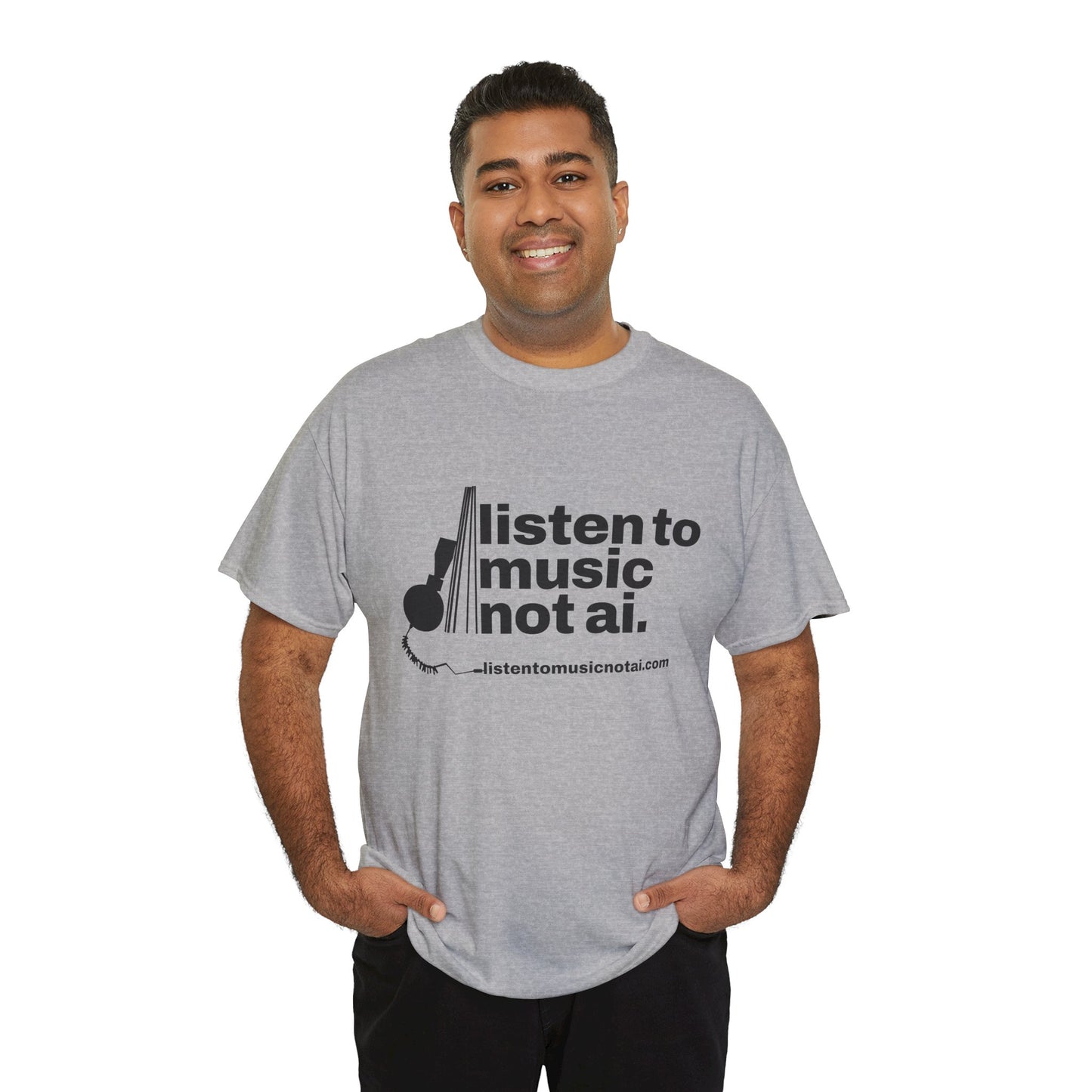 Men's Heavy Cotton Tee, Black Logo