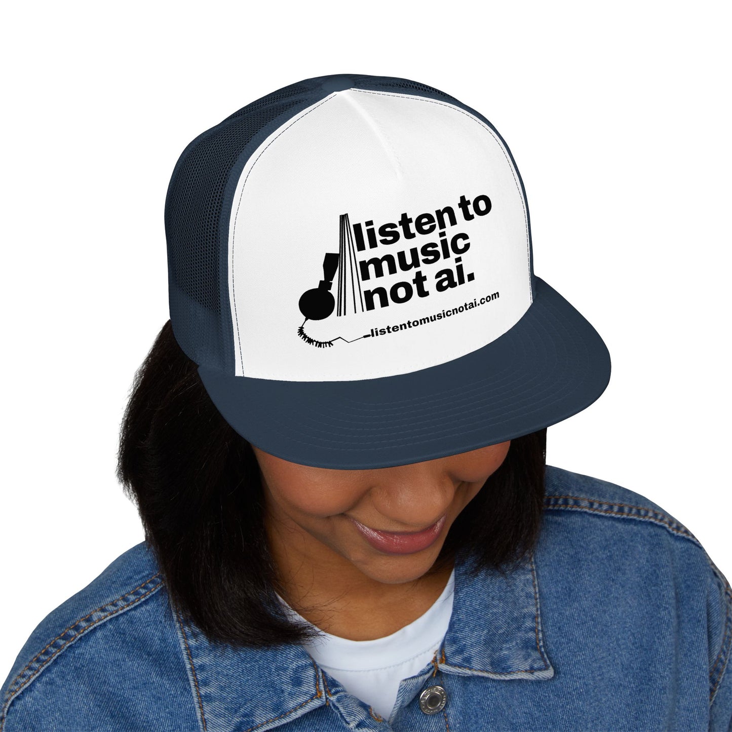Listen to Music Not AI - 5 Panel Trucker Cap