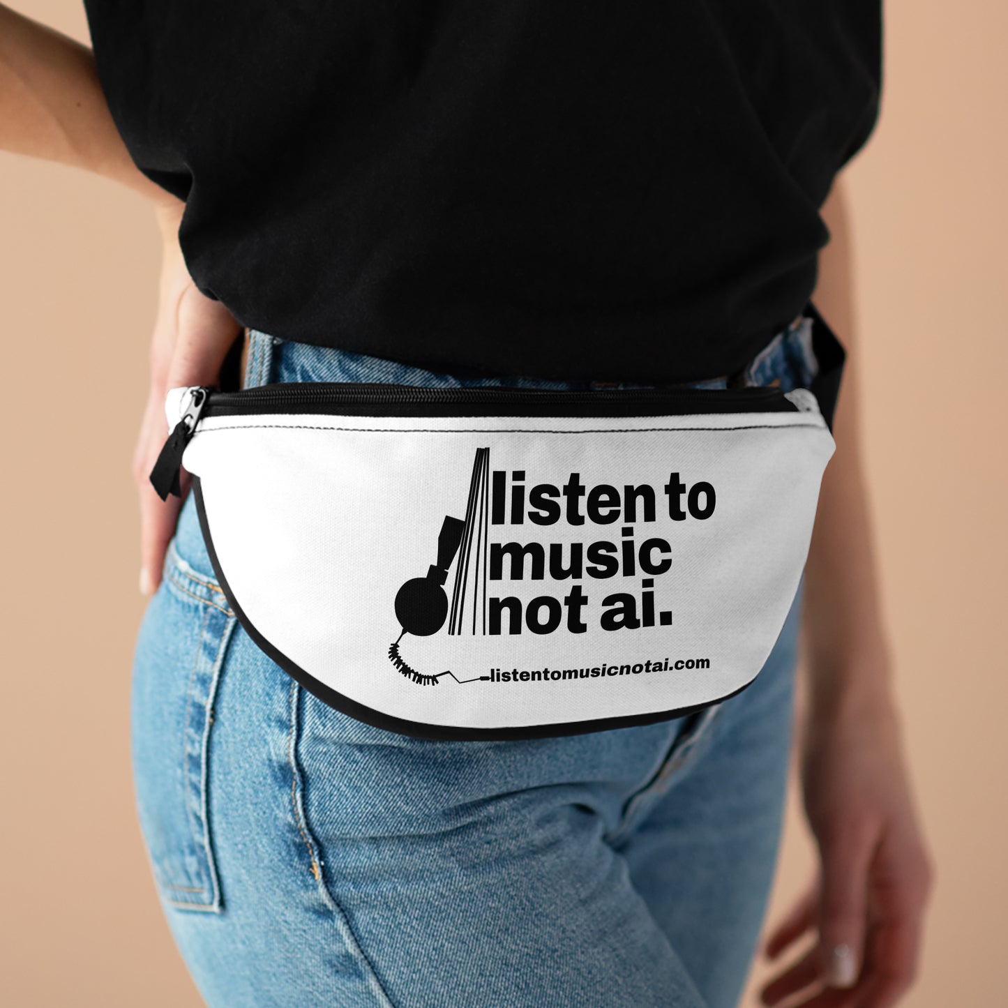 Fanny Pack — "Listen to Music Not AI" Graphic Waist Bag