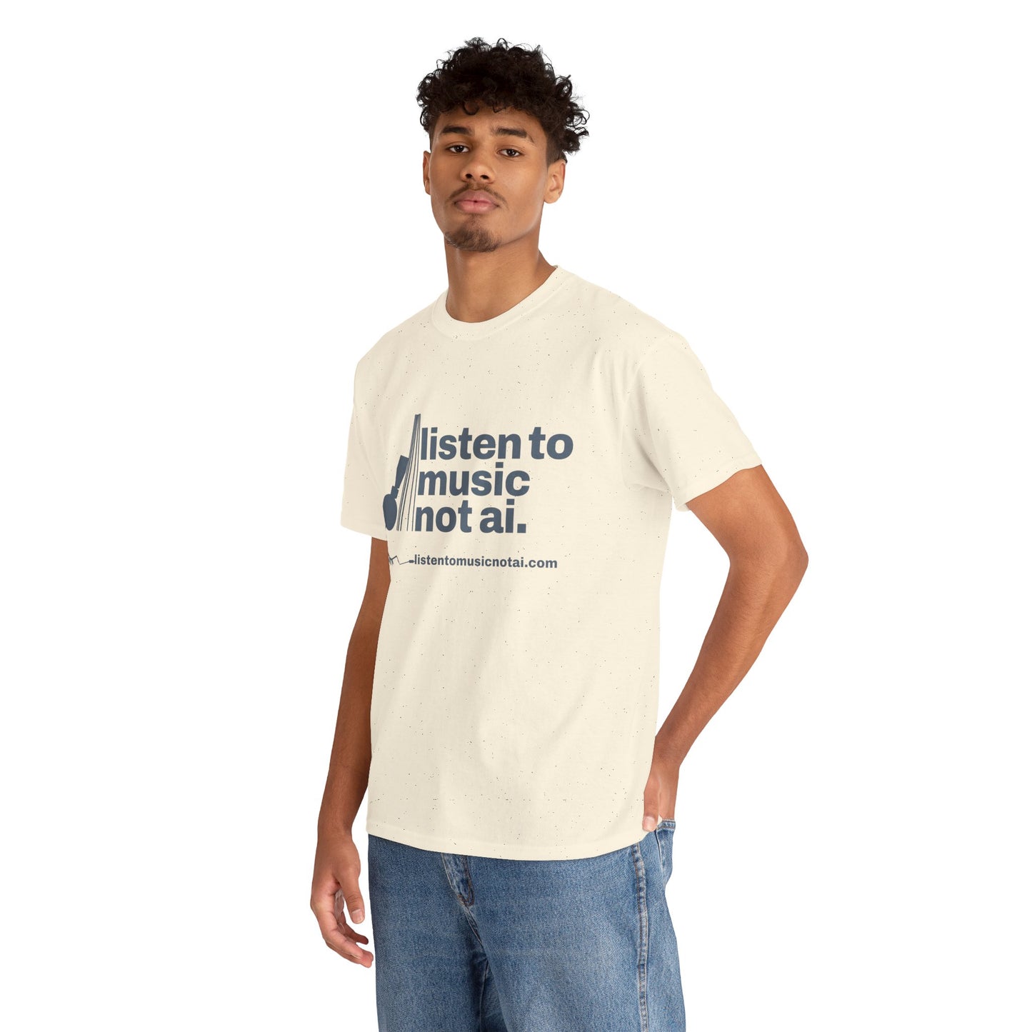 Men's Heavy Cotton Tee Blue Logo